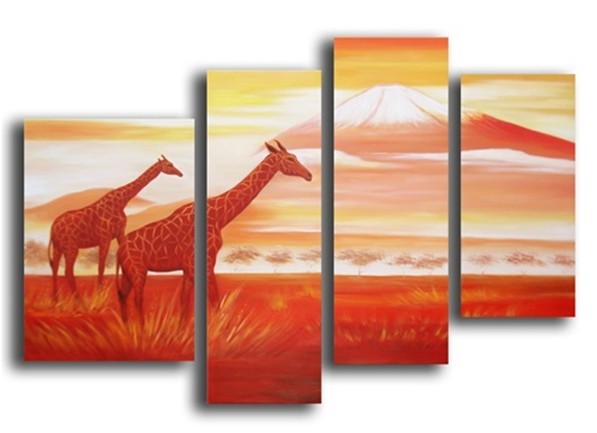 abstract animal hand painted 4 pieces group oil painting on canvas tds-th272