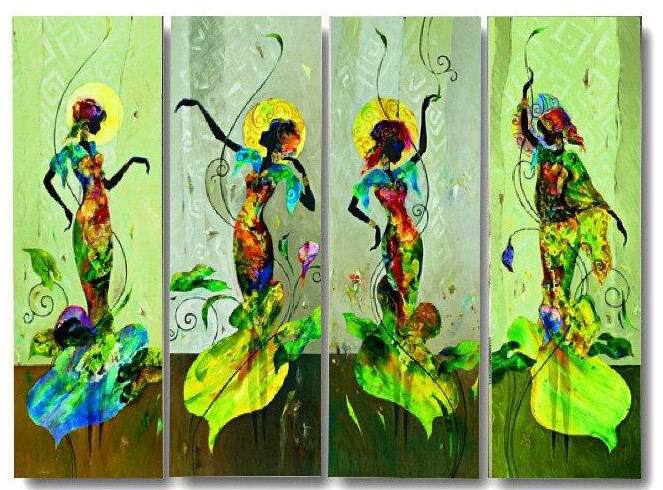 abstract figure hand painted 4 pieces group oil painting on canvas tds-th042 abstract figure hand painted 4 pieces group oil painting on canvas tds-th042