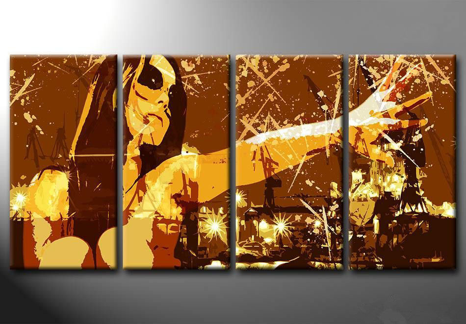 abstract figurehand painted 4 pieces group oil painting on canvas tds-th163 abstract figurehand painted 4 pieces group oil painting on canvas tds-th163