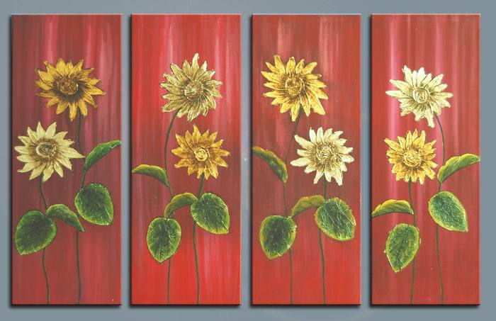 abstract flower hand painted 4 pieces group oil painting on canvas tds-th034 abstract flower hand painted 4 pieces group oil painting on canvas tds-th034