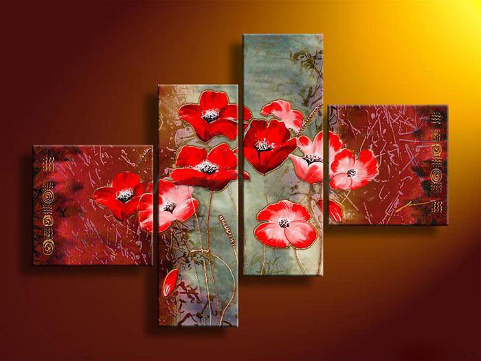 abstract flower hand painted 4 pieces group oil painting on canvas tds-th048 abstract flower hand painted 4 pieces group oil painting on canvas tds-th048