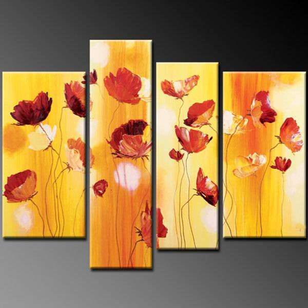 abstract flower hand painted 4 pieces group oil painting on canvas tds-th082 abstract flower hand painted 4 pieces group oil painting on canvas tds-th082