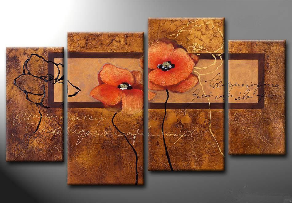 abstract flower hand painted 4 pieces group oil painting on canvas tds-th152 abstract flower hand painted 4 pieces group oil painting on canvas tds-th152