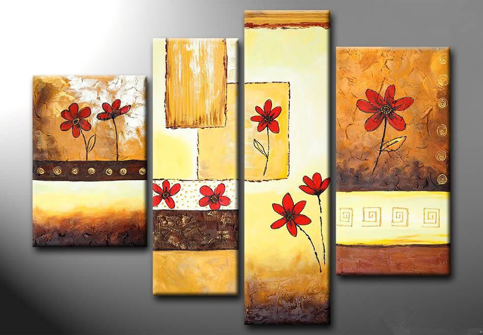 abstract flower hand painted 4 pieces group oil painting on canvas tds-th153 abstract flower hand painted 4 pieces group oil painting on canvas tds-th153