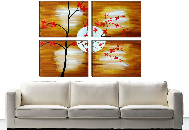abstract flower hand painted 4 pieces group oil painting on canvas tds-th225 abstract flower hand painted 4 pieces group oil painting on canvas tds-th225