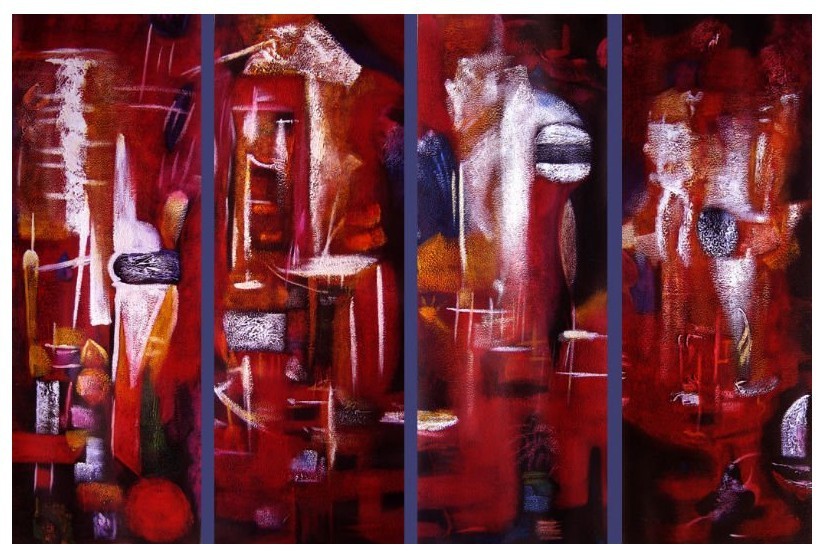 abstract hand painted 4 pieces group oil painting on canvas tds-th028 abstract hand painted 4 pieces group oil painting on canvas tds-th028