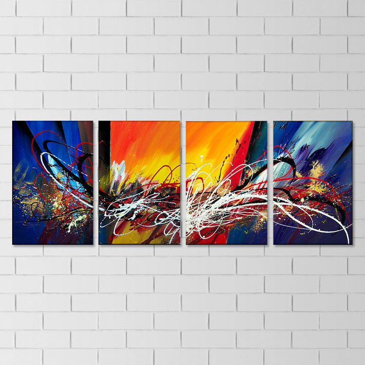 abstract hand painted 4 pieces group oil painting on canvas tds-th044 abstract hand painted 4 pieces group oil painting on canvas tds-th044