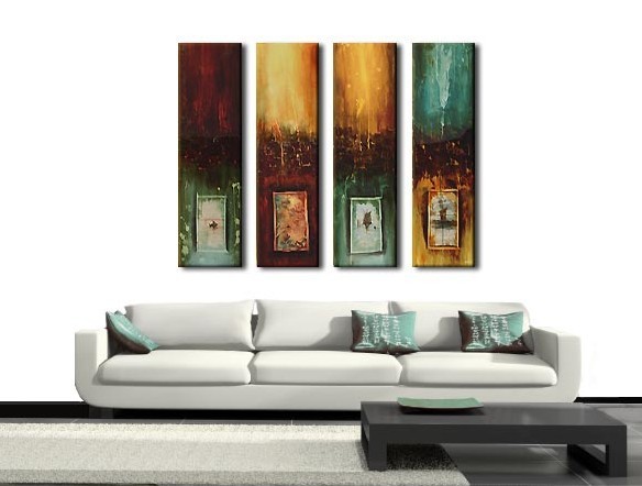 abstract hand painted 4 pieces group oil painting on canvas tds-th106