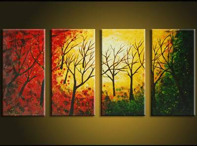 abstract tree hand painted 4 pieces group oil painting on canvas tds-th037 abstract tree hand painted 4 pieces group oil painting on canvas tds-th037