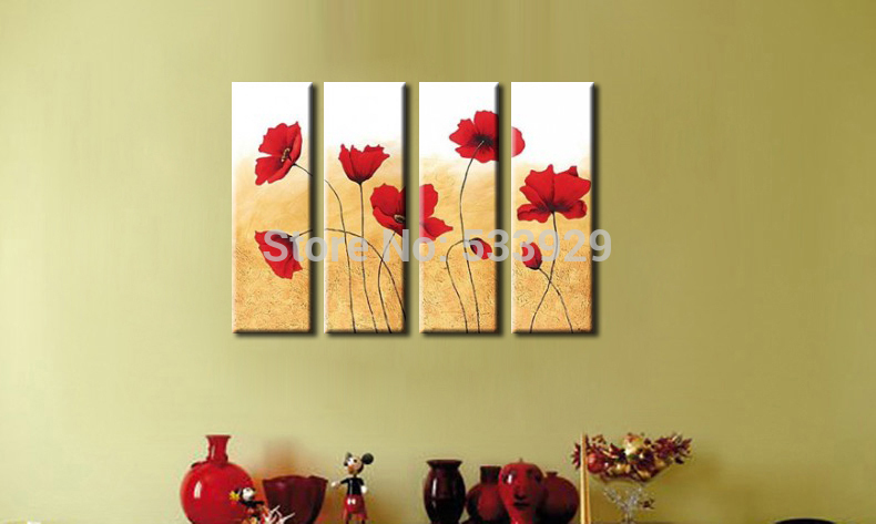 sell 4pcs abstract flower hand painted home wall decor art oil painting on canvas for living room sell 4pcs abstract flower hand painted home wall decor art oil painting on canvas for living room