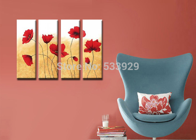sell 4pcs abstract flower hand painted home wall decor art oil painting on canvas for living room