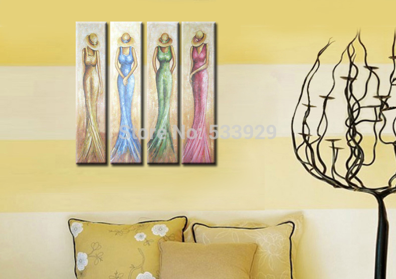sell 4pcs abstract hand painted home wall decor art oil painting on canvas for living room