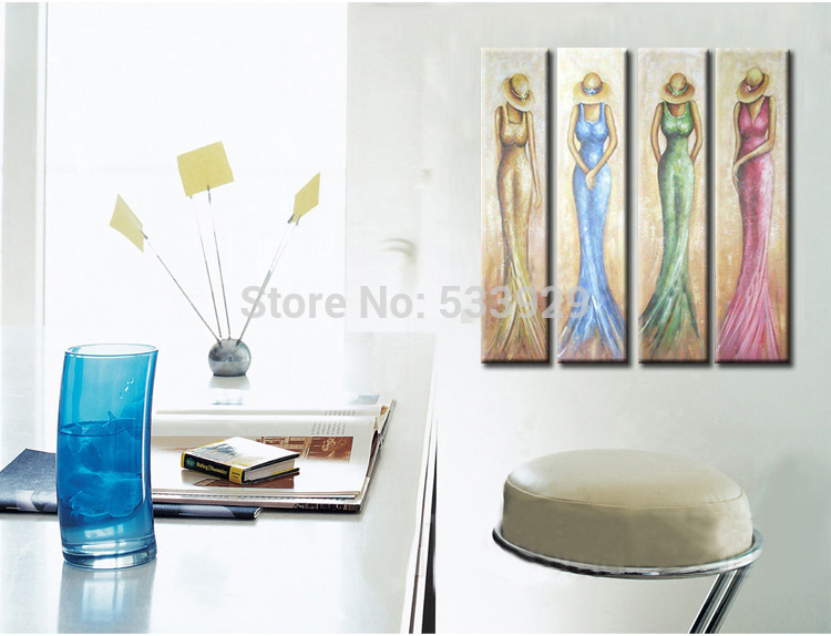 sell 4pcs abstract hand painted home wall decor art oil painting on canvas for living room