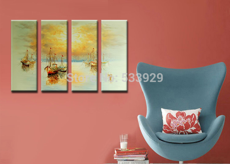 sell 4pcs abstract hand painted landscape home wall decor art oil painting on canvas for living room