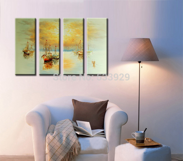 sell 4pcs abstract hand painted landscape home wall decor art oil painting on canvas for living room