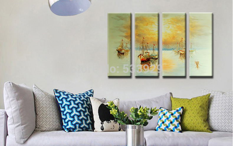 sell 4pcs abstract hand painted landscape home wall decor art oil painting on canvas for living room