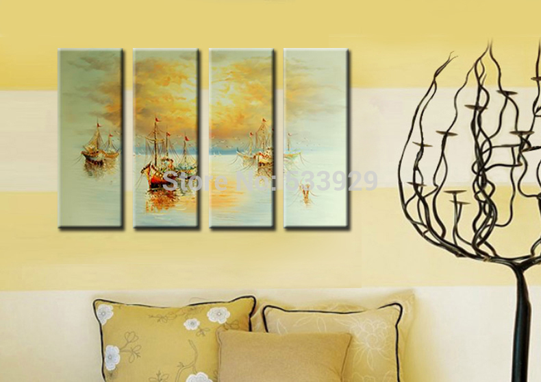 sell 4pcs abstract hand painted landscape home wall decor art oil painting on canvas for living room
