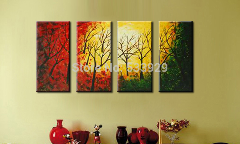 sell 4pcs abstract landscape hand painted home wall decor art oil painting on canvas for living room sell 4pcs abstract landscape hand painted home wall decor art oil painting on canvas for living room