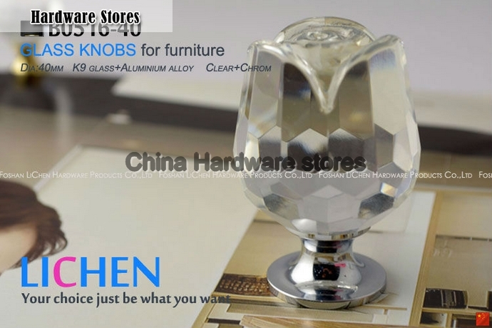 40mm LICHEN K9 Glass Knobs Rose knobs Crystal Furniture Handle diamond knobs& Cabinet &Drawer Knob