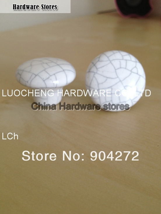 50 PCS/LOT 33MM CRACKLE WHITE CERAMIC KNOB CERAMIC HANDLES CABINET KNOB DOOR KNOBS ZINC KNOBS