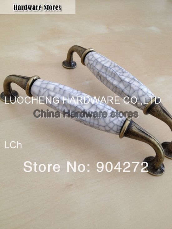 50 PCS/LOT HOLE TO HOLE 128MM CRACKLE PEARL WHITE CERAMIC HANDLES CABINET KNOB DOOR KNOBS ZINC KNOBS