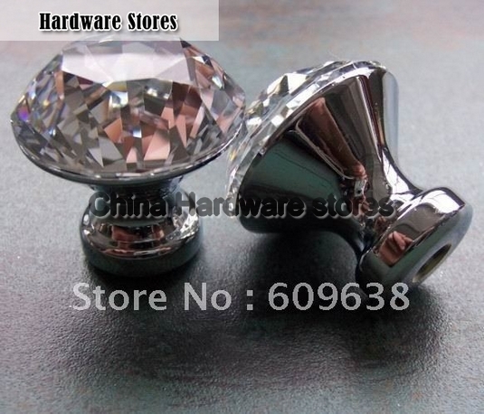 50PCS/ LOT 25MM CLEAR CRYSTAL DIAMOND DRAWER KNOBS WITH ZINC CHROME BACK PLATE 50PCS/ LOT 25MM CLEAR CRYSTAL DIAMOND DRAWER KNOBS WITH ZINC CHROME BACK PLATE