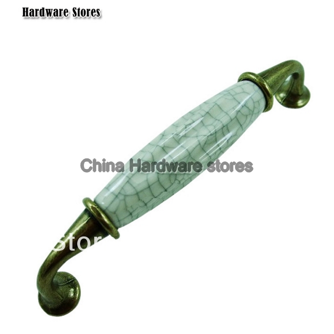 5pcs High Quality Crackle Ceramic Glaze Antique Brass Style Drawer Door Cabinet Pull Handle Knobs Kitchen Wardrobe Hardware