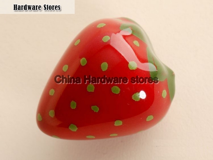 6 Pcs Kids Room Ceramic Modern Strawberry Kitchen Handle Drawer Knobs(Sizer:38*31mm)