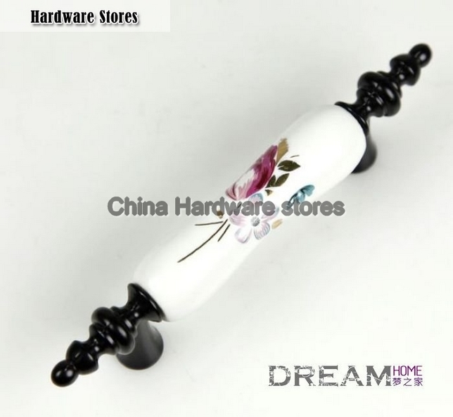 76mm Tulip flower BLACK ZINC ALLOY Ceramic Cabinet Pull, DRAWER handle/ wardrobe handle C:76mm L: 125mm AD09BK 76mm Tulip flower BLACK ZINC ALLOY Ceramic Cabinet Pull, DRAWER handle/ wardrobe handle C:76mm L: 125mm AD09BK