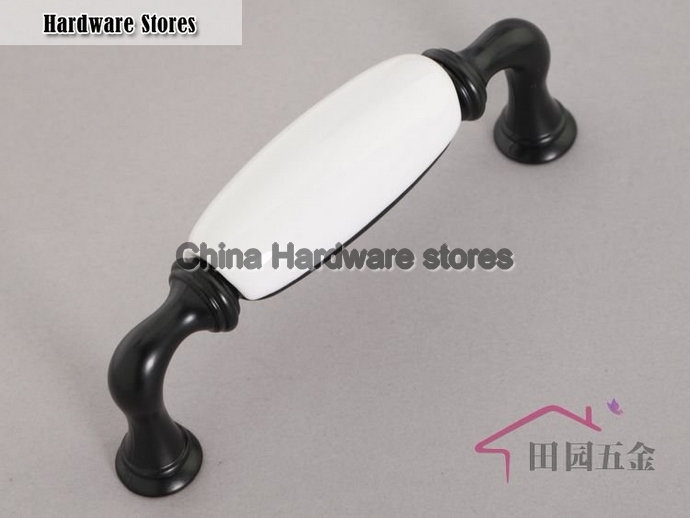 96mm Black & White ZInc alloy,Ceramic cabinet handle , Pull handle ,Country style C:96mm L:110mm