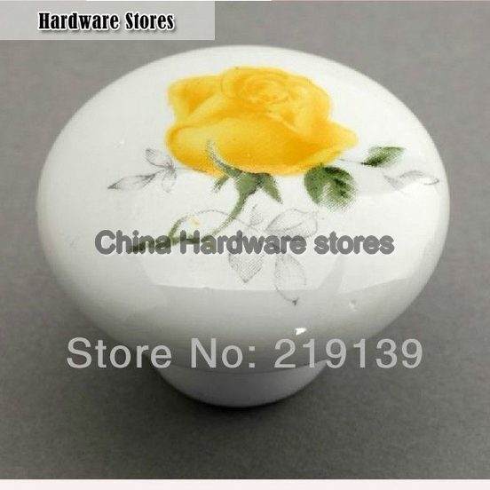Ceramic Furniture Kitchen Cabinet Hardware Drawer Pulls Round Porcelain Knobs Cupboard Handles