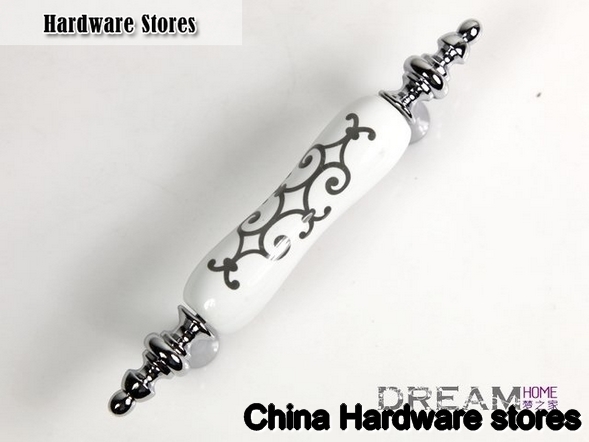 Antique zinc White Ceramic Cabinet Pull C:76mm L: 125mm AD99PC