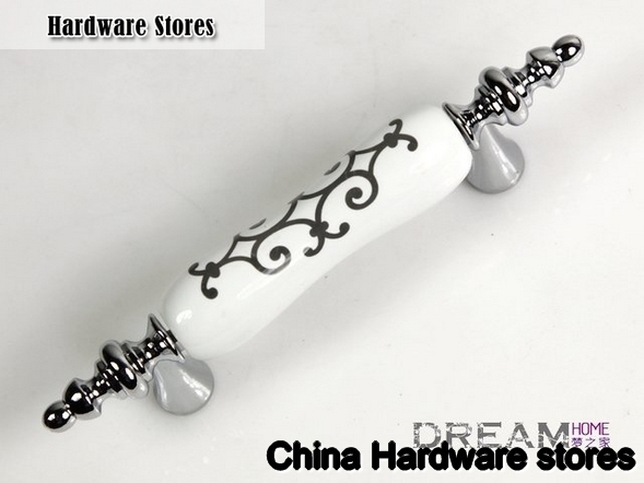 Antique zinc White Ceramic Cabinet Pull C:76mm L: 125mm AD99PC