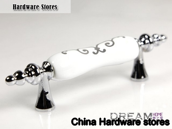 Antique zinc White Ceramic Cabinet Pull C:76mm L: 125mm AD99PC