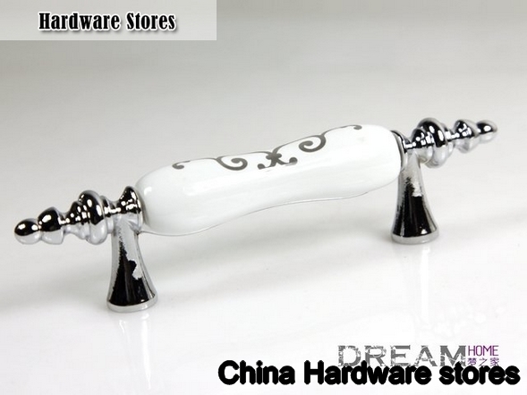 Antique zinc White Ceramic Cabinet Pull C:76mm L: 125mm AD99PC