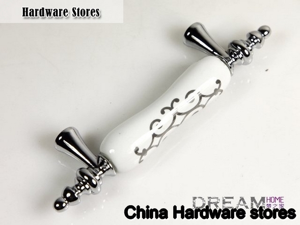 Antique zinc White Ceramic Cabinet Pull C:76mm L: 125mm AD99PC
