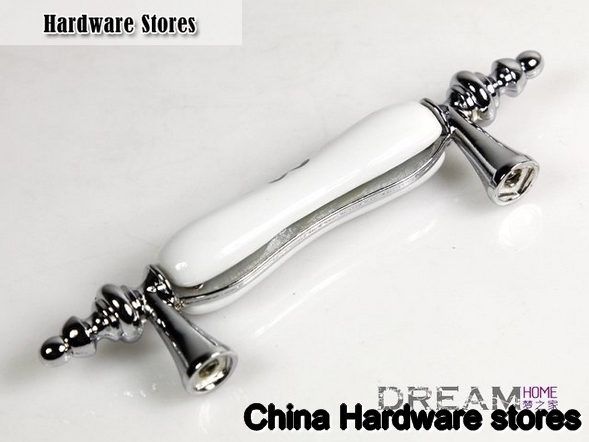 Antique zinc White Ceramic Cabinet Pull C:76mm L: 125mm AD99PC