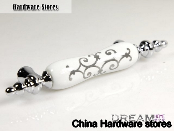 Antique zinc White Ceramic Cabinet Pull C:76mm L: 125mm AD99PC