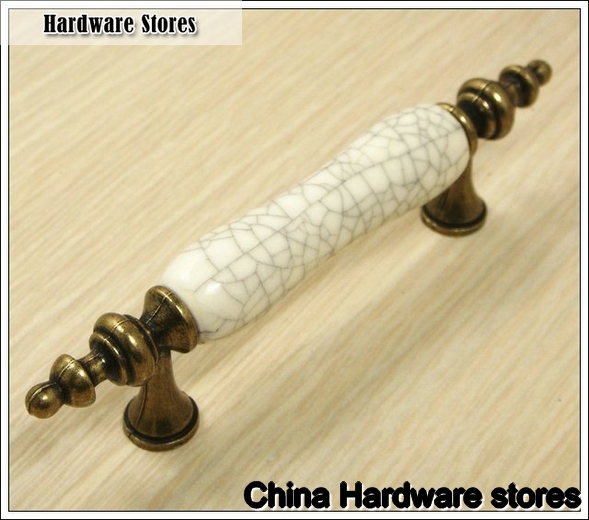 Wholesale Cracks Ceramic Zinc Alloy Kitchen Cabinet Furniture Handle ?(C.C.:96mm,Length:128mm)