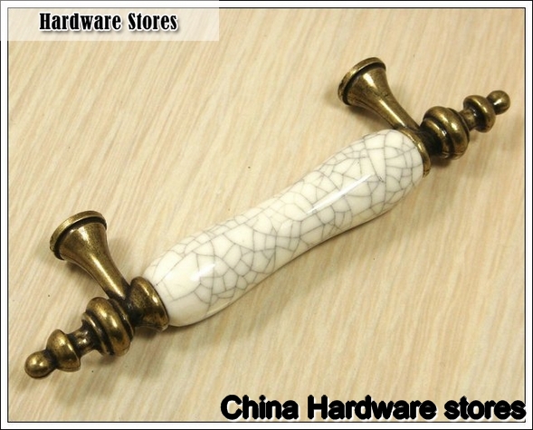Wholesale Cracks Ceramic Zinc Alloy Kitchen Cabinet Furniture Handle ?(C.C.:96mm,Length:128mm)
