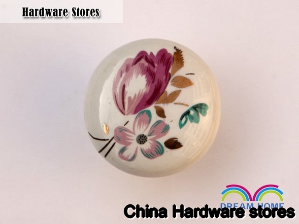 Archived photograph of 32mm tulip pattern circle ceramic handle / cabinet furniture drawer wardrobe door handle AP09