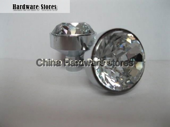 Clear diamond crystal cabinet knob35pcs lot free shipping25mmzinc alloy basechrome plated