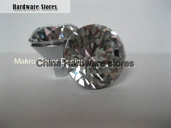 Clear sparkling diamond crystal cabinet knob10pcs lot free shipping30mmzinc alloy basechrome plated