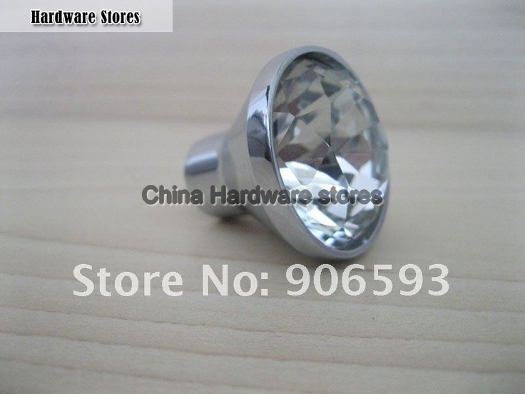 Clear sparkling diamond crystal furniture knob10pcs lot free shipping30mmzinc alloy basechrome plated