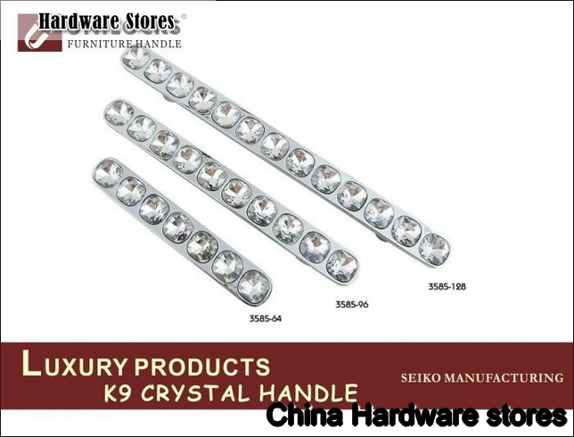 Designer's collection Clear Crystal For Drawer Handle And Furniture Handle 3585(C.C. 64mm,Length:96mm)