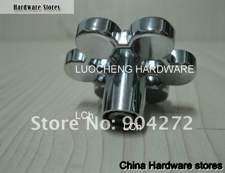 10PCS/ LOT FLOWER CLEAR CRYSTAL KNOBS WITH ALUMINIUM ALLOY CHROME METAL PART