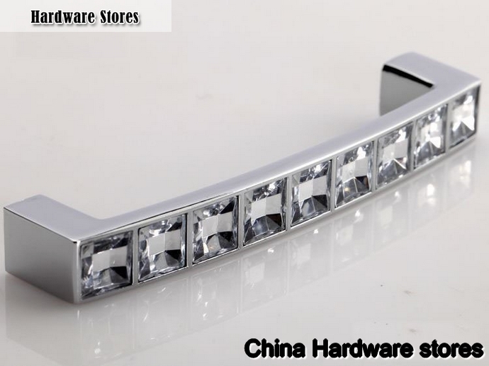 12PCS/DOZEN New Products Clear K9 Crystal Modern European Drawer Cabinet Door Handles (C.C.:128mm,Length:142mm)