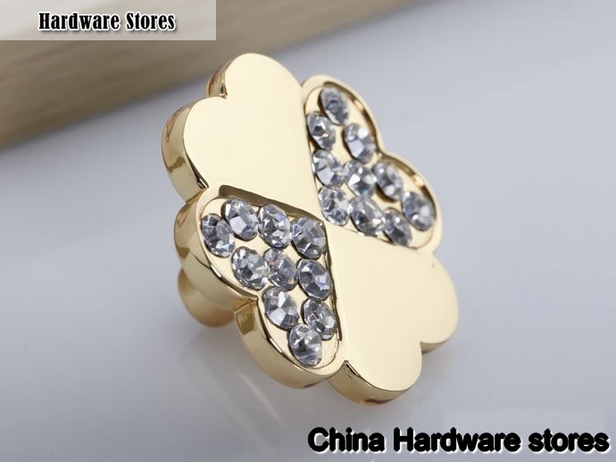 12PCS/DOZEN K9 Crystal Glass Gold Love Heart Handle Knob Cabinet Door New (Diametre: 35MM)