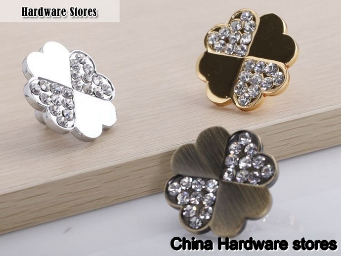 12PCS/DOZEN K9 Crystal Glass Gold Love Heart Handle Knob Cabinet Door New (Diametre: 35MM)