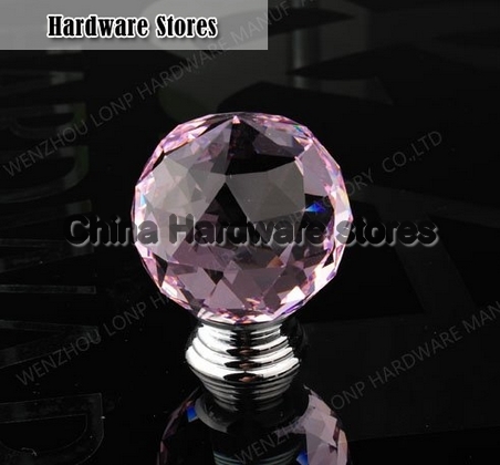 Decorative K9 Crystal Glass Chrome Furniture Handle Cabinet Knobs (Diameter: 30MM Color:Pink) Decorative K9 Crystal Glass Chrome Furniture Handle Cabinet Knobs (Diameter: 30MM Color:Pink)